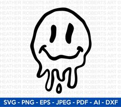 Dripping Smiley Face Svg , Scary Face SVG, Groovy Face, Halloween Svg, Melted Face Shirt svg, Scary Shirt SVG,Cut File f