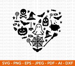 Halloween Heart SVG, Halloween SVG, Halloween Shirt svg, Ghost Svg, Pumpkin Svg, Scary Vibes, Halloween Vibes, Cut Files