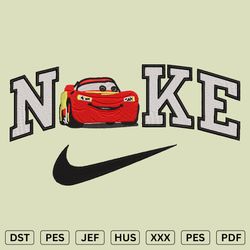 Nike Lightning McQueen Embroidery Design - Nike Machine Embroidery Files - DST, PES, JEF