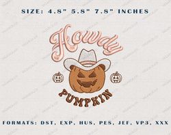 Happy Halloween Embroidery Design, Howdy Pumpkin Horror Halloween Embroidery Machine Design, 3 Sizes, Format Exp, Dst, J