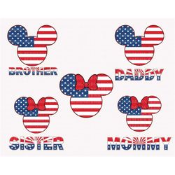 Bundle Mouse Head Svg, Happy 4th of July Svg, July 4th Svg, America, American Flag Svg, Independence Day Svg, Family Mat