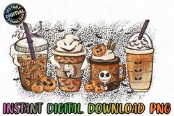Halloween PNG Sublimation, Fall latte PNG, Cute Scary Horror Iced Coffee Pumpkin Spice Autumn Digital File Sublimation D