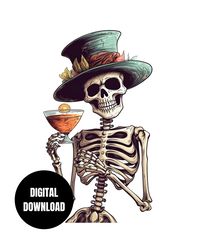 Skeleton With Cocktail Drink PNG, Cinco De Drinko De Mayo Sublimation, Clipart, Instant Download, Digital Download, Shir