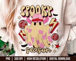 Spooky Season Png, Halloween Retro Western Ghost PNG, Western Spooky Png, Western Sublimation, Cute Halloween Shirt Desi