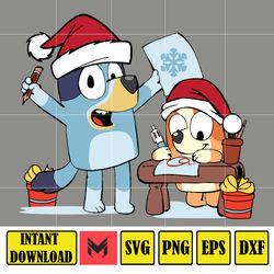 Merry Christmas Blue Dog Family SVG, family blue dog SVG, blue dog character, Blue dog cute svg, love bluey dog svg, Ins