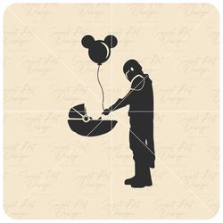 Mandalorian and Baby Yoda With Mouse Balloon SVG, Force With You SVG, Gift Svg, Vinyl Cut File, Svg, Pdf, Jpg, Png, Ai P