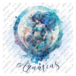 Aquarius Zodiac Sign Sublimation Design, Aquarius Png, Astrological S