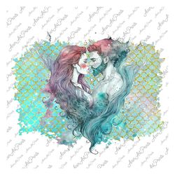 Mermaids in Love PNG Sublimation Design, Valentines Day gift, Mermaid
