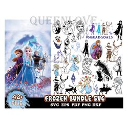 42 Frozen Bundle Svg, Disney Svg, Frozen Cartoon Svg