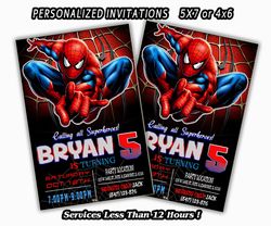 Spiderman Invitations, Spiderman Invitation Party, Spiderman Party, Personalized Invitation