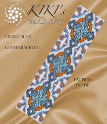 Loom bracelet pattern Celtic blue ethnic inspired Bead LOOM bracelet pattern in PDF - instant download