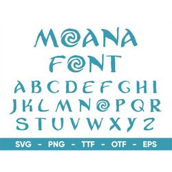 Moana Font SVG, Moana Alphabet ttf, otf, png, eps, svg Digital Download, Moana Font Svg Files for Cricut and Silhouette