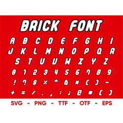 Brick Font SVG, Building Font Svg Files for Cricut and Silhouette, Birthday Font ttf, otf, png, eps, svg Digital Downloa