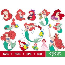 Little Mermaid SVG, Princess Png, Ariel Layered Digital Vector Files, Mermaid Svg Cut Files for Cricut, Instant Download