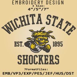 Wichita State Shockers embroidery design, NCAA Logo Embroidery Files, NCAA Shockers, Machine Embroidery Pattern