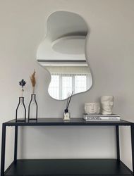 Black Asymmetrical Wavy Mirror for Wall, Irregular Mirror, Aesthetic Mirror Home Decor, Modern Mirror for Bathroom