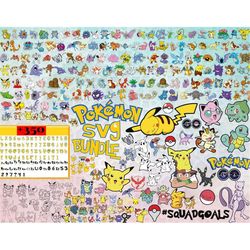 Pokemon Svg bundle, 350 Pokemon svg files, Pokemon Clipart, Pikachu svg, Pokemon layered SVG Bundle, Pikachu Charizard T