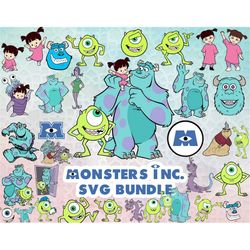 Monsters svg bundle, Sully Svg, Mike Svg, Boo Svg, Characters SVG, High quality Monsters designs, inc Sublimation Printi