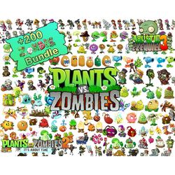 Plant and Zombie Clipart, Plants vs Zombies png, Plants Vs Zombies Heros, Plants vs Zombies, Instant Download, 200 Plant