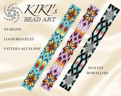 Starline LOOM bead pattern, Loom bracelet pattern ethnic inspired native styled loom pattern set in PDF instant downl