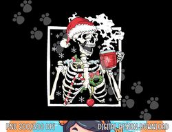 Christmas Skeleton With Smiling Skull Drinking Coffee Latte png, sublimation copy