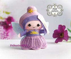 fairy sewing pattern, felt doll pattern, felt patterns, felt toy pattern, pdf felt pattern, crocus fairy