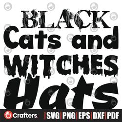 black cats and witches hats svg, halloween svg, black cats svg