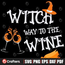 Witch Way To The Wine Svg, Halloween Svg, Witch Hat Svg, Wine Svg