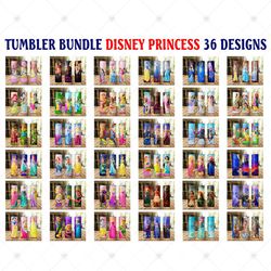 36 Designs Tumbler Bundle Disney Princess Png, Disney Png, Princess Tumbler Png, Princess Png, Princess Disney Png, Auro