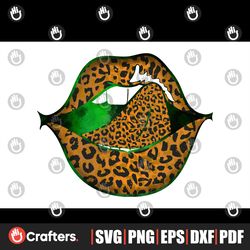 leopard sexy lips on patrick day sublimation, st. patricks day png, leopard pattern sublimation file, leopard pattern sh