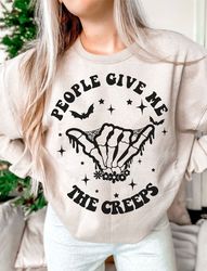 People Give Me The Creeps Svg , Halloween Vibes Cutfile, Spooky Season, Skeleton Svg, Svg Dxf Png File Digital Download