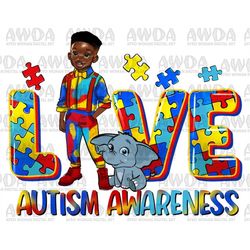 Love Autism Awareness black boy png sublimation design download, Autism Awareness png, Autism black boy png, sublimate d