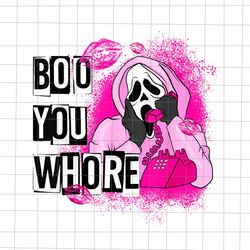 Boo You Whore Png, Ghost On Pink Phone Halloween Png, Ghost Calling Halloween Png, Funny Call Phone Halloween Png