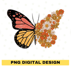 Retro Flower Butterfly Sublimation, Butterfly Png, Flower Png, Sublimation Designs, Instant Download, Retro butterfly cl