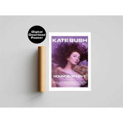 kate bush 1985 running up that hill album hounds of love, digital printable poster wall art download