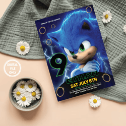 Personalized File Sonic Invitation | Sonic The Hedgehog | Sonic Birthday Invitation Birthday Invitation PNG ONLY