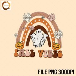 Fall Vibes Halloween png, Spooky Vibes Funny Ghost Halloween Rainbow png