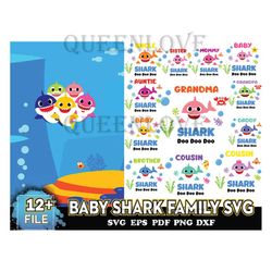12 Baby Shark Family Svg, Cute Shark Svg, Shark Shirt Svg