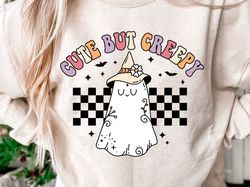 Cute But Creepy png Sublimation, Retro Pink Halloween png, Cute Ghost Halloween Design, purple, violet png thumbnail