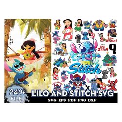 240 Files Stitch Svg, Lilo And Stitch Svg, Cartoon Svg