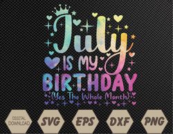 Tie dye July Is My Birthday Yes The Whole Month Funny Svg, Eps, Png, Dxf, Digital Download