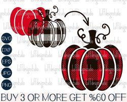 Buffalo Plaid Pumpkin SVG, Pumpkin SVG, Halloween SVG, Thanksgiving, Fall, Png, Files for Cricut, Silhouette, Sublimatio