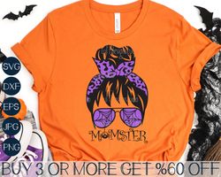 Momster SVG, Halloween Mom SVG, Messy Bun SVG, Spooky Mama Svg, Mom Life Svg, Png, Svg Files for Cricut, Sublimation Des