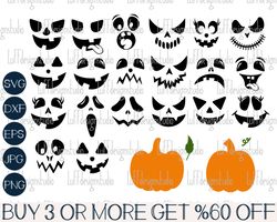 Pumpkin Face SVG Bundle, Pumpkin SVG Bundle, Funny Halloween SVG,  Jack O Lantern Svg, Png, Files for Cricut, Sublimatio