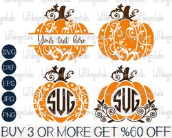 Pumpkin SVG, Fall Svg, Pumpkin Monogram Frame SVG, Halloween, Shirt, Png, Dxf, Files for Cricut, Silhouette, Sublimation
