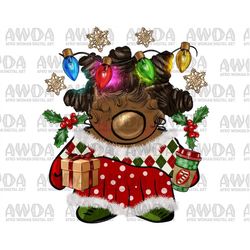 Christmas Bantu Knots Afro Gnome Png Sublimation Design, Christmas Afro Gnome Png, Afro Gnome Png, Afro American Gnome P