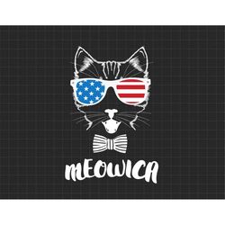 4th of July Meowica Kitty Cat Black Svg, American Patriotic, Independence Day, Merica, Svg, Png Files For Cricut Sublima