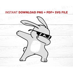 Dabbing Bunny Svg, Happy Easter Bunny Png, Easter Bunny Svg, Cute Bunny with Glasses Svg, Instant Download