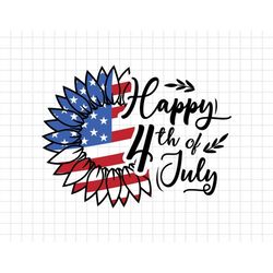 Happy 4th of July Sunflower Svg, 1776 Svg, American Patriotic, The Fourth of July, Svg, Png Files For Cricut Sublimation