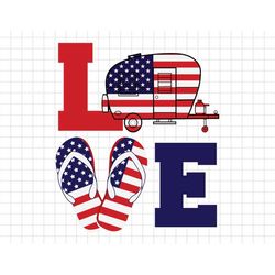 Camping American Flag Flip Flop Svg, Independence Day Svg, American Patriotic Svg, The Fourth of July, Svg, Png Files Fo